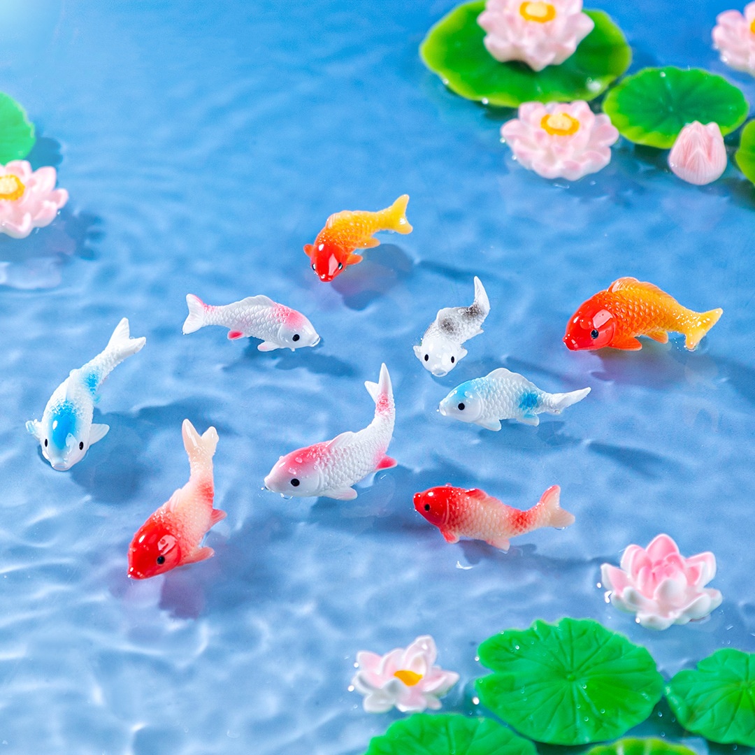 Bonsai Garden Miniature - Figurines de poisson rouge en résine,