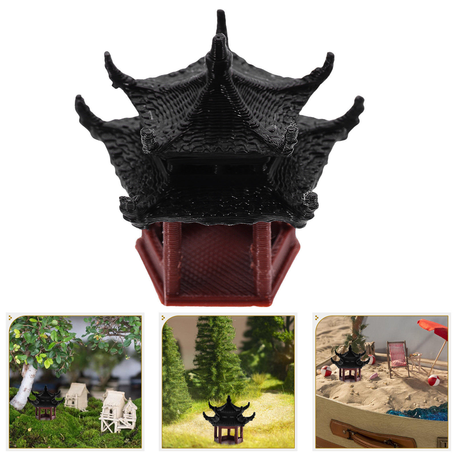 Bonsai Garden Landscape Design - Mini-pagode de 3,5 cm à double