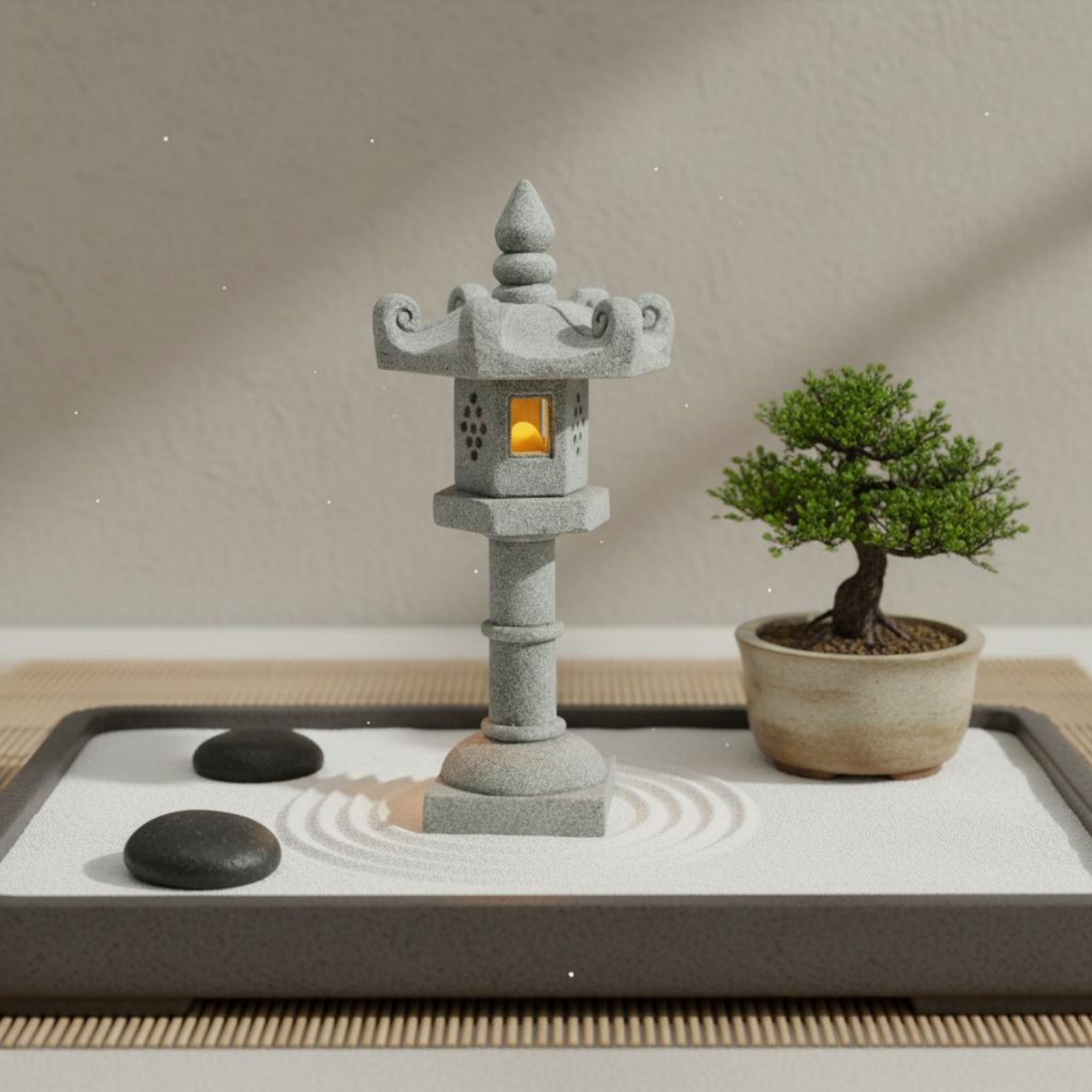 Lanterne miniature en pierre,  - Bonsai Garden Miniature avis et prix
